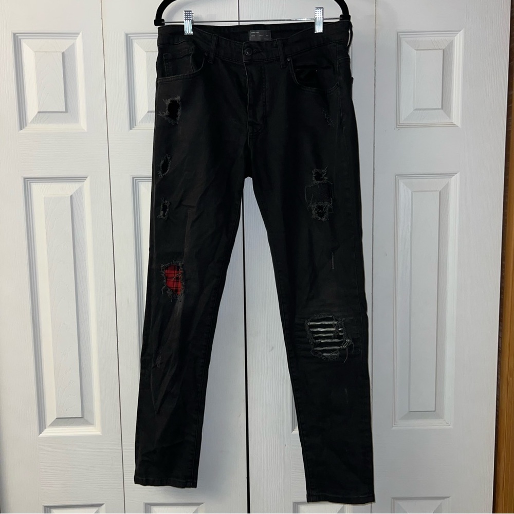 Zara Black Slim Distressed Jeans
